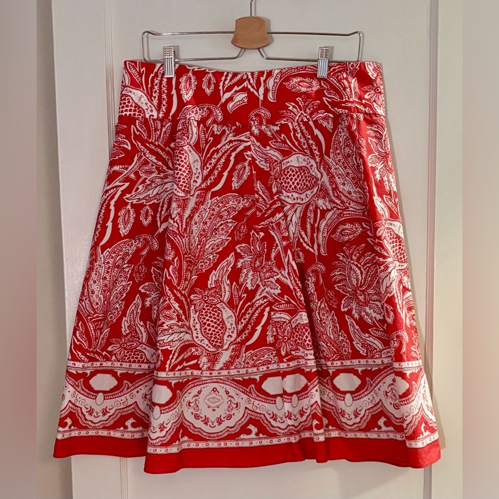 Talbots Coral and Cream Floral Skirt